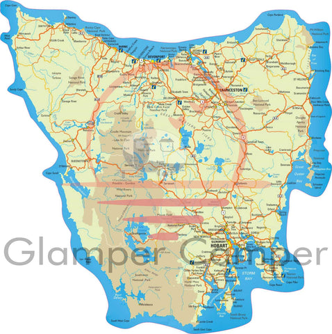 Hi-Res Contoured Tasmanian Map