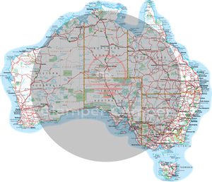 Contoured Hi-Res Australian Map - 40cm wide x 34cm high - Style 1